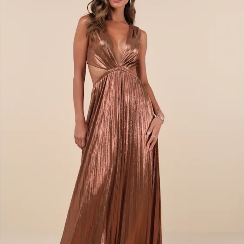 Elegant Metallic Brown Gown